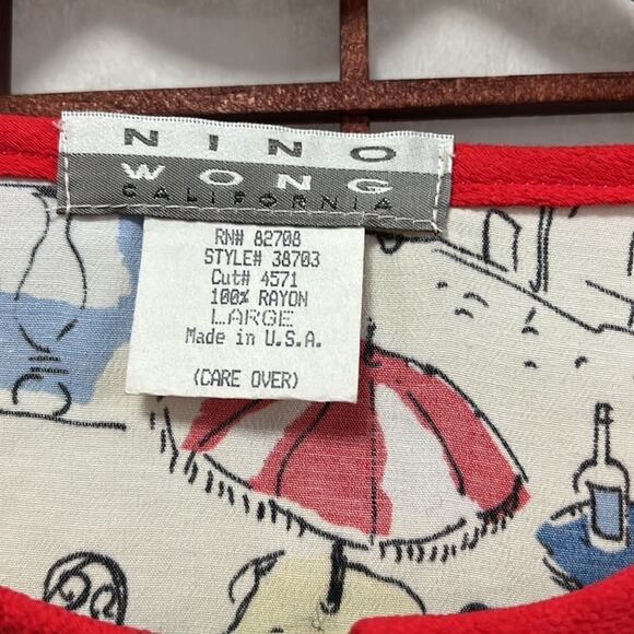 NWT NINO WONG CALIFORNIA PRINTED BLOUSE SIZE LARGE - Picture 3 of 11